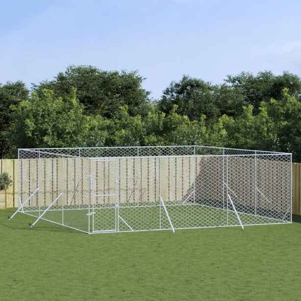 vidaXL Canil de exterior 2x2x2 m aço galvanizado prateado